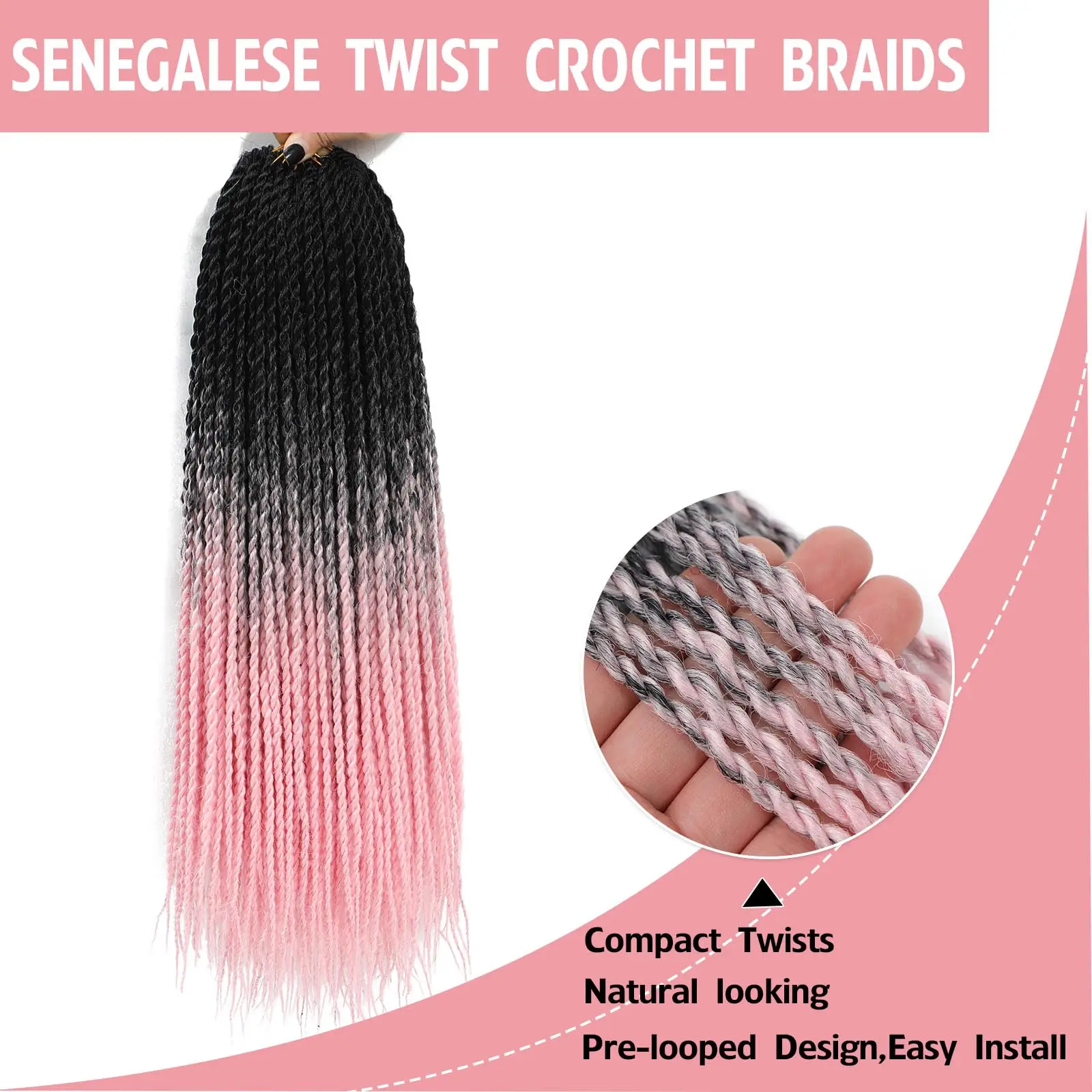 Ekstensi rambut keriting klip untuk wanita rambut sintetis 24 inci 1 buah/Set rambut Crochet dengan ujung keriting Ombre kepang coklat wig keriting