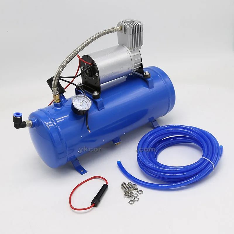 

120PSI to 150PSI 12V Air Tyre Inflator Pump Compressor with 6L Tank for Air Horn Train Truck RV Tire with 500cm/16.4ft Hose