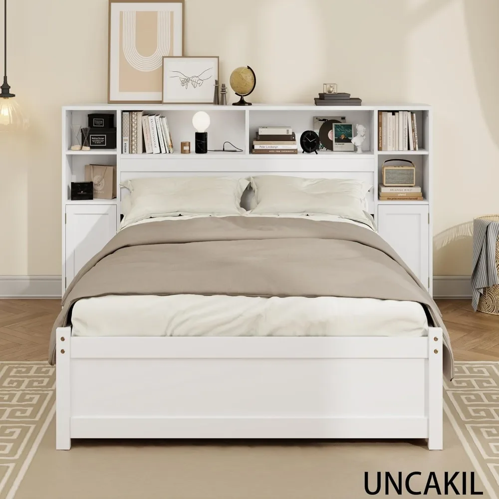 Cama alta de armazenamento de madeira com 6 gavetas, estação de carregamento para adolescentes e adultos, sem necessidade de molas