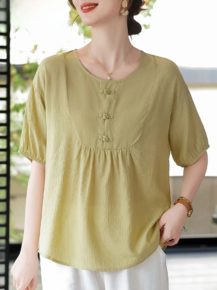 

Летний повседневный комплект из хлопка и льна для молодых мам: футболка с коротким рукавом, шелковый топ, модная одежда для женщин среднего возраста, брюки-кюлоты (9/10 длины)