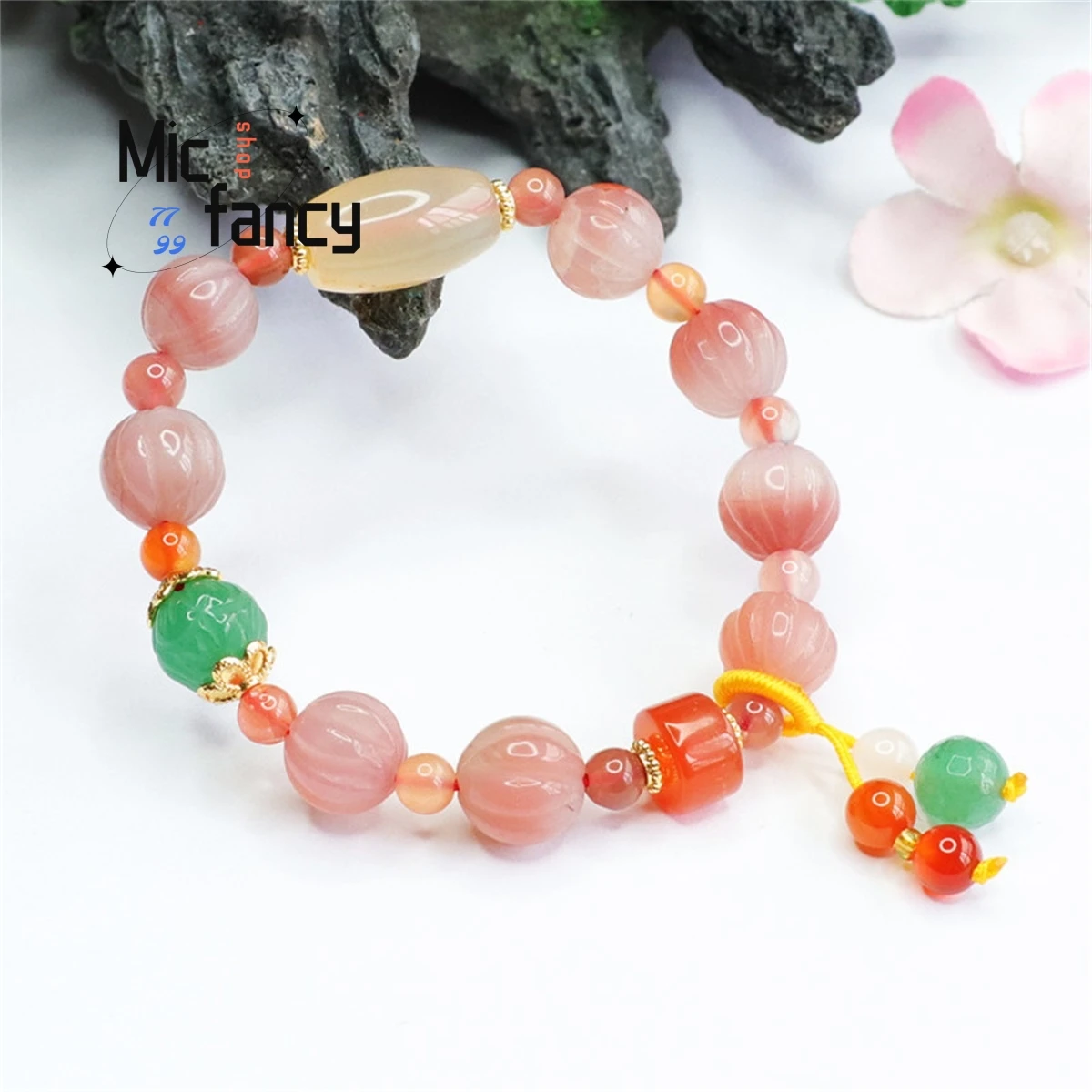 Natural Yanyuan Agate Pumpkin Beads Multicolor Bracelet Simple Elegant Exquisite Fashion Charm Women Fine Jewelry Holiday Gift