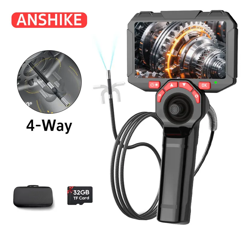 

360 ° 4-way joystick articulated endoscope 6.2/3.9mm 1m 2m 3m 4.5-inch IPS car inspection camera with 6 adjustable LED lights