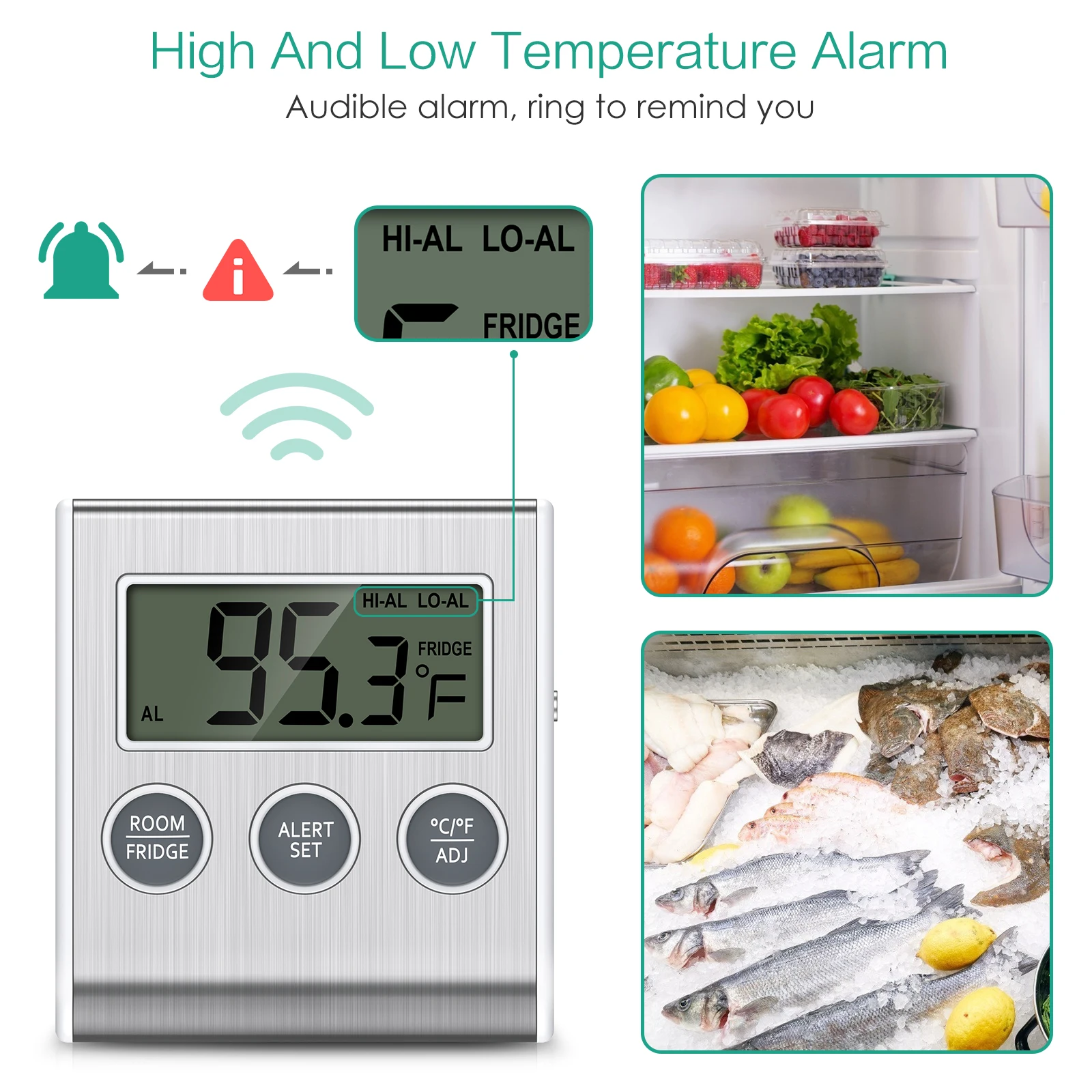 Termómetro ORIA digital para refrigerador con sonda externa - imagen 3