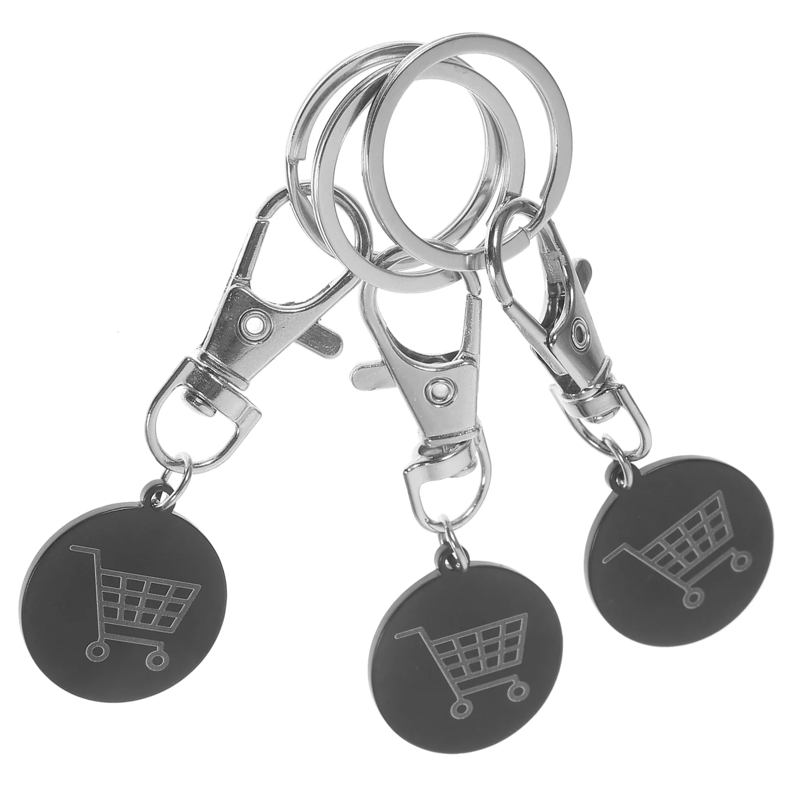 3pcs Shopping Trolley Tokens Keychain Pendants Trolley Cart Token Metal Keyring Ornaments Trolley Token Key Ring