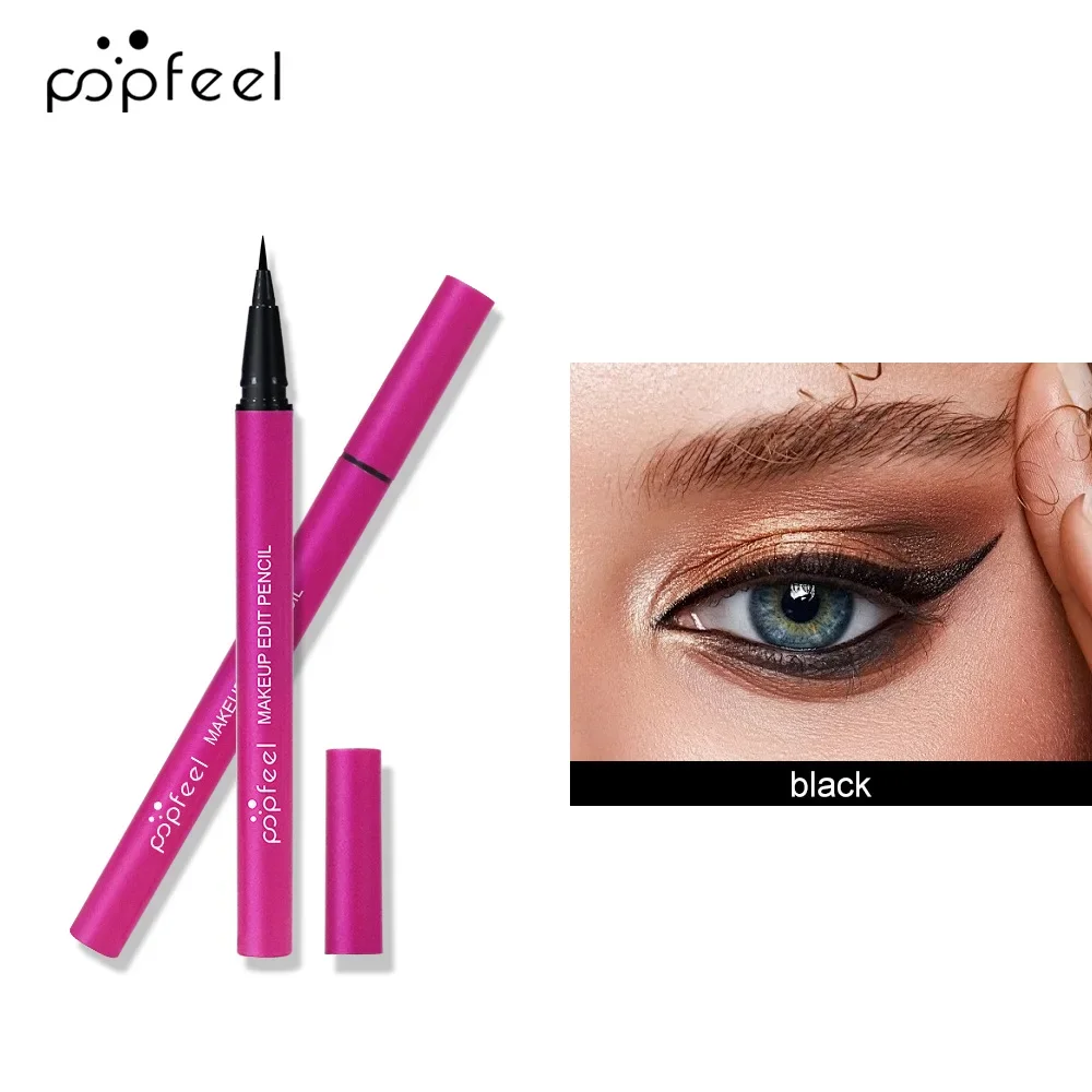 Bestverkopende Popfeel Zwart Sneldrogend Blijvend Ultradunne kop Vloeibare eyelinerpotlood Make-up Vlekbestendige eyelinerpen