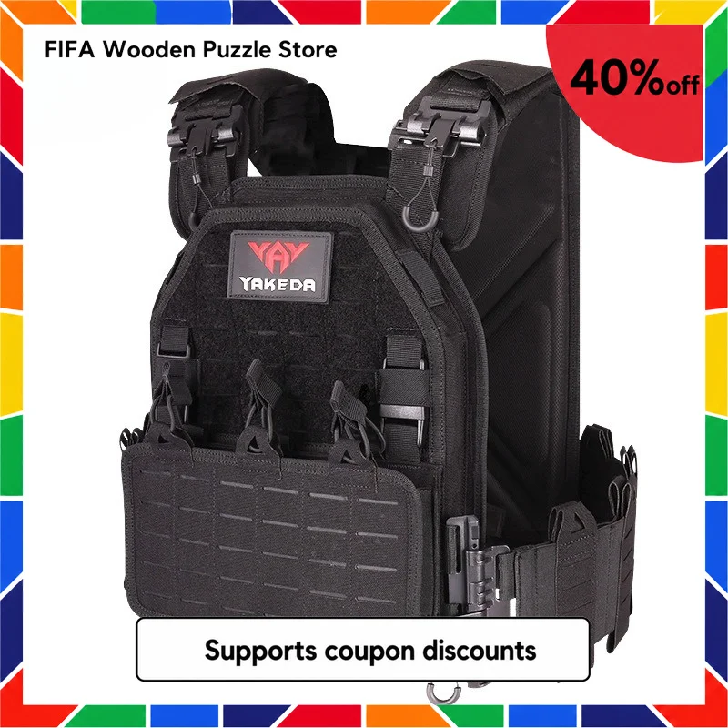 Polyester Camo Modular Vest MOLLE Webbing Wear‑Resistant Lightweight Adjustable Outdoor Gear for Game Training Enthusiast Gear