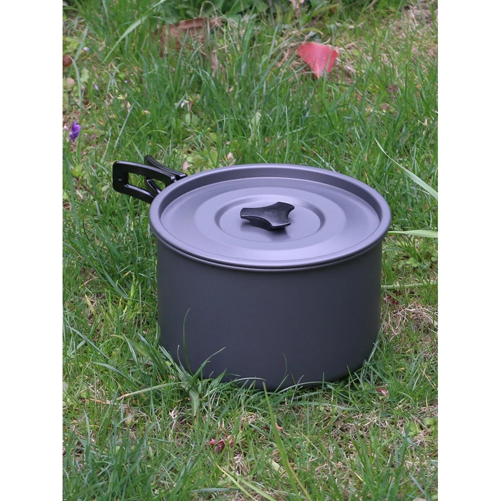 

Набор походной посуды для кемпинга: серый алюминиевый котелок, устойчивый к ржавчине, без покрытия, легкий, из алюминиевого сплава