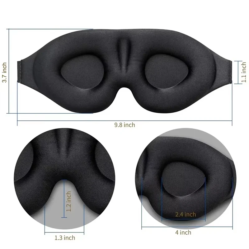 3D Memory Foam Sleep Mask Block Out Light Eyeshade Portable Soft Eye Mask Sleeping Aid Relieve Eye Fatigue Travel Rest Blindfold view 6