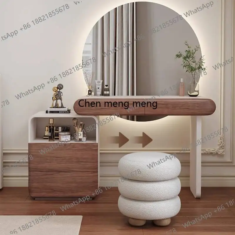 

Simple Nordic Vanity Table Dest Storage Wooden Light Mirror Makeup Vanity Desk Drawer Modern Mesa Maquillaje Furnitures Bedroom