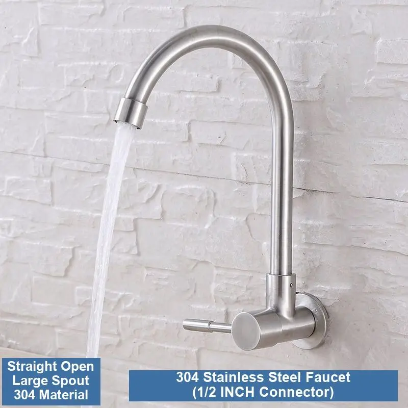 Kitchen Single Cooling Faucet Stainless Steel Basin Sink Universal Faucet