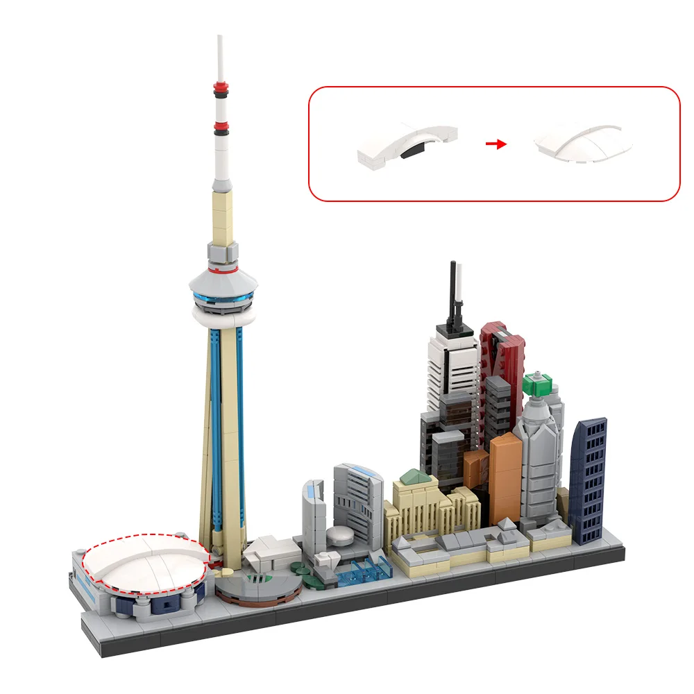 MOC Miasto Toronto Skyline Klocki Model Miasto Toronto Skyline Architektura Widok Ulicy Cegły Zabawki do Składania Prezenty