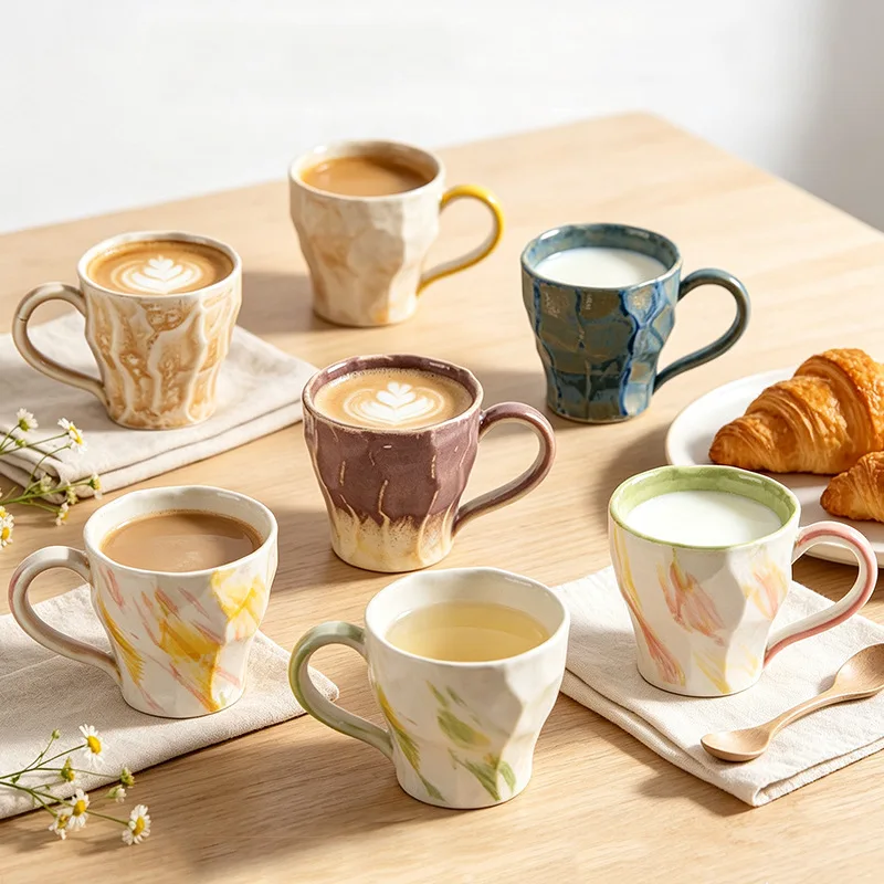 Personalized hand-painted couple coffee cup with high aesthetic value  retro high-end hotel homestay  household water cup