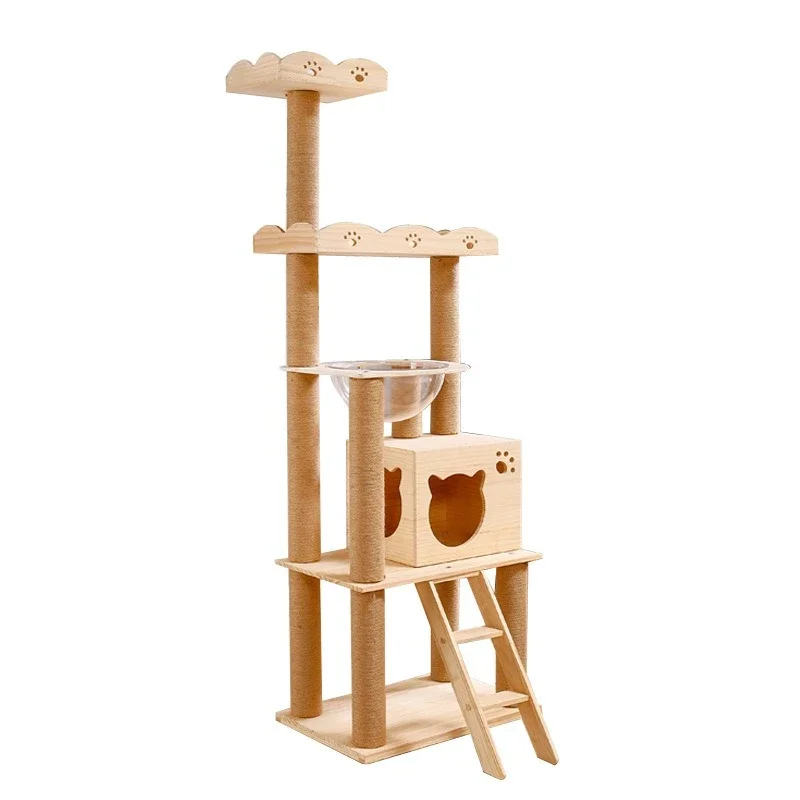 

Solid wood cat climbing frame, space capsule large frame cat jumping platform pet wooden toy