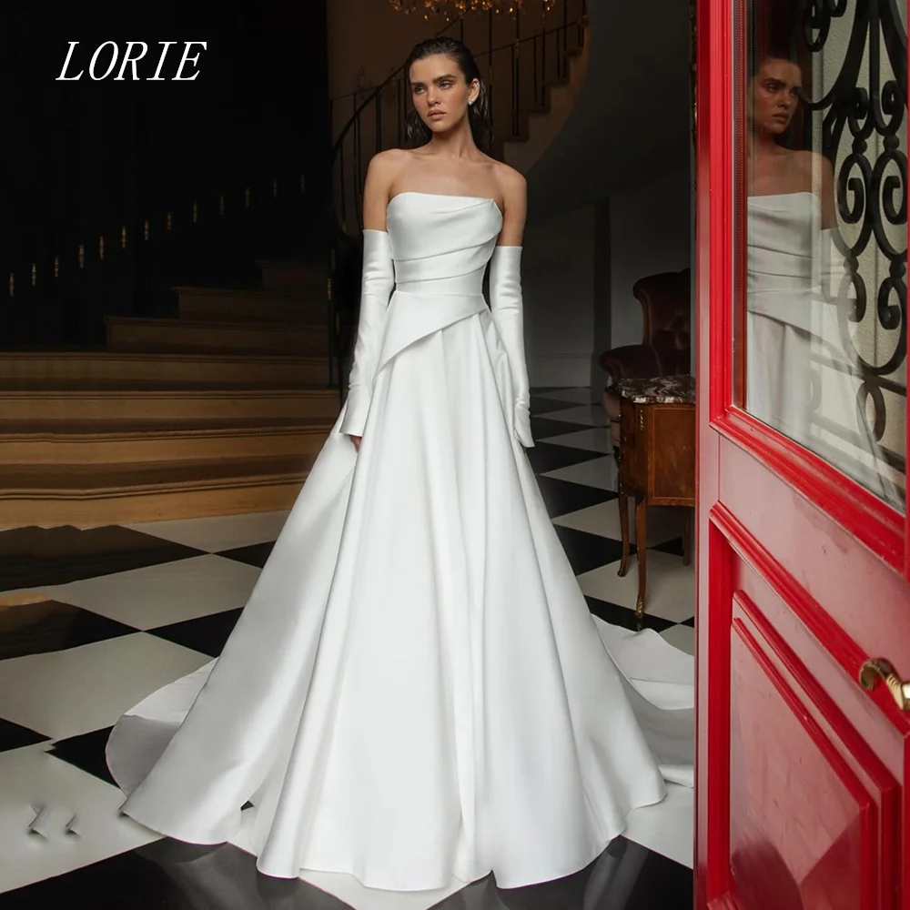 

LORIE Elegant A Line Wedding Dress Tiered Strapless Bridal Dresses Sleeveless Pleat Wedding Gown Customized 2026