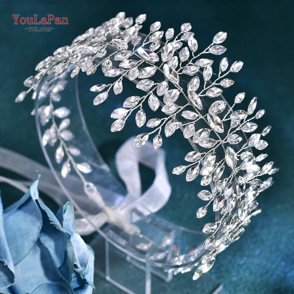 YouLaPan Handmade Crystal Rhinestones Silver Golden Wedding Headband Headpiece Jewelled Headband Wedding Hair Jewelry HP237