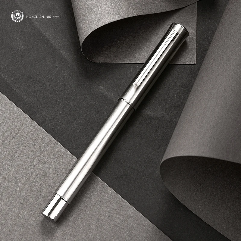 LT Hongdian 1861 Stainless Steel Calligraphy Practicing Writing Pen Bent Nib Custom Engraving Forest Design