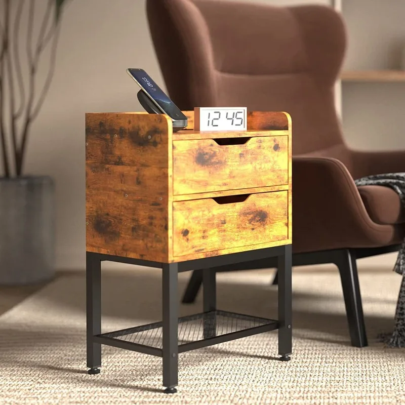 

Bedroom home ironwood structure bedside table is minimalistic