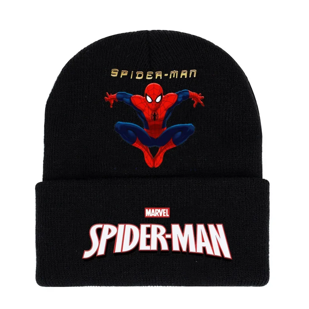 MARVEL Spider-Man Kids Cartoon Beanie Hat قبعة شتوية دافئة محبوكة من الصوف خفيفة الوزن ملابس الشارع الشهير للأولاد والبنات هدايا عيد الميلاد