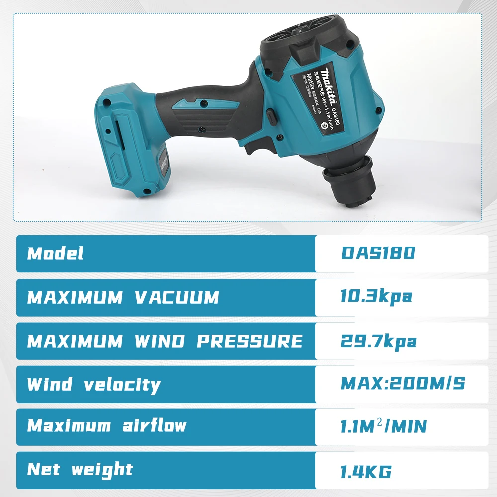 Makita DAS180 Rechargeable Air Gun Pure Copper Motor Various Nozzles For Car Computer Narrow Gap Cleaning Power tools