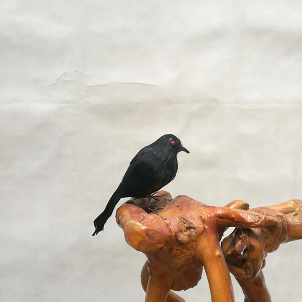 Realistic Halloween Decoration Black Ed Crow Prop Scary Black Crow for Haunted Halloween Decorations Fall Winter Display