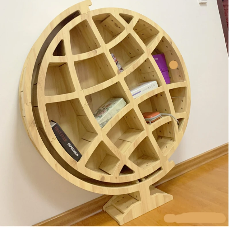 Library Globe Bookshelf Window Kindergarten Exhibition Shelf Soft Earth Modeling Wooden Storage Shelf Wall Decoration