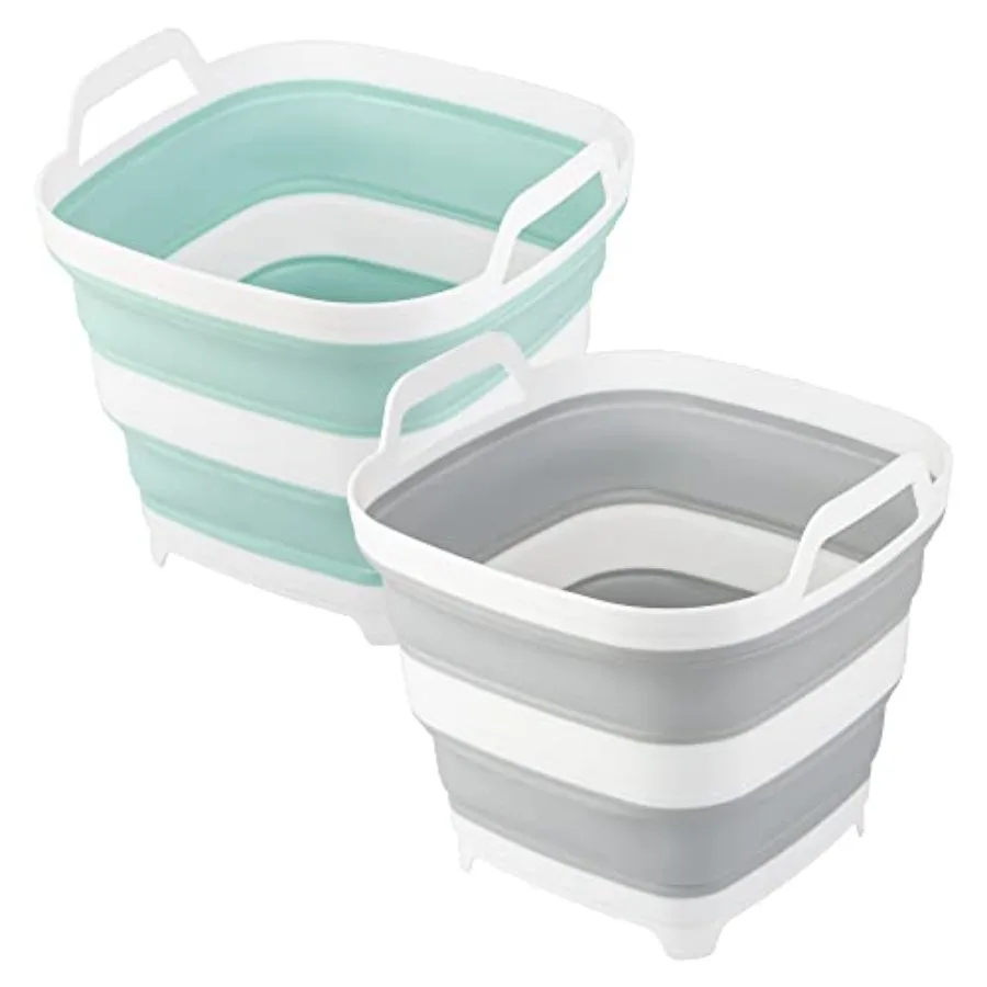 

2 Pack Collapsible Ice Bucket with 2.77 Gal/ 10.5L Each, Foldable Bottle Drink Cooler for Wine, Beer and Champagne, Space Savin