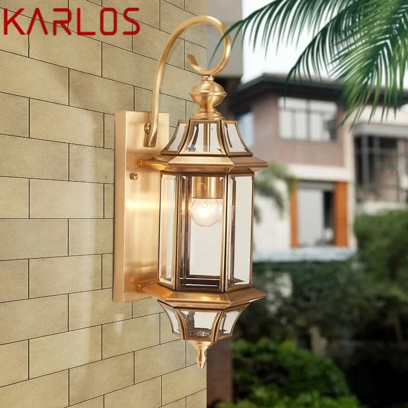 KARLOS Contemporary Outdoor Brass Wall Lamp IP 65 Creative Design LED Copper Sconce Light Decor for Home Balcony