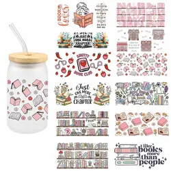 UV DTF DIY Book Theme TGransfer Sticker For Wraps Cup Libbey Glass Cup 16 OZ Waterproof Scratch Resistant Decals 3D