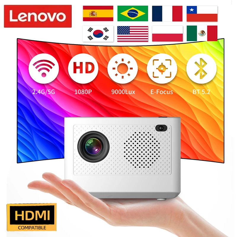 

Lenovo Android 4K Projector 6500Lumenes 8K Decode Video Audio Home Theater AutoFocus Keystone 5G WiFi Portable Proyector Beamer