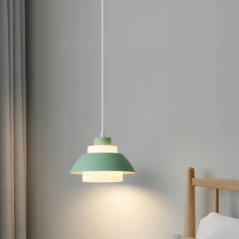 Bedroom Bedside LED Pendant Lamp E27 Bulb Replaceable Creative Dining Table Bar Light Nordic Macaron Chandelier Atmosphere Soft