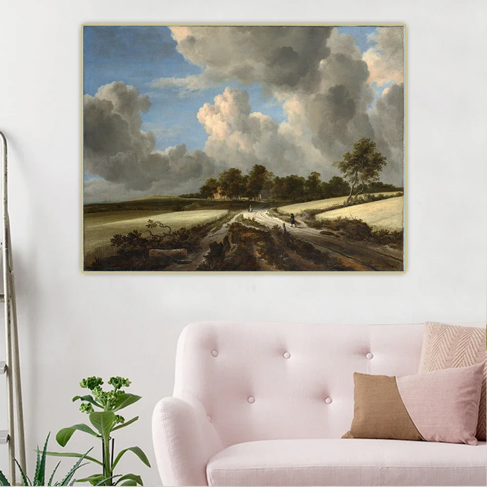 Jacob van Ruisdael《Wheat Fields》Canvas Oil Painting Artwork Aesthetic Poster Picture Wall Hanging Decor Home Decoration