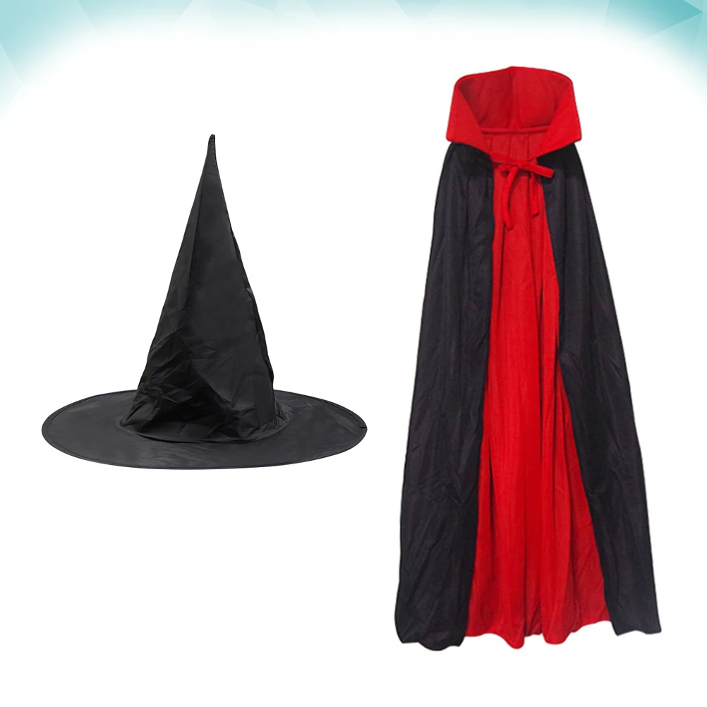 

2pcs Magician Cloak Set Kids Dress Up Costume Cosplay Capes For Halloween Party Masquerade Performance Outfit Adult 140Cm