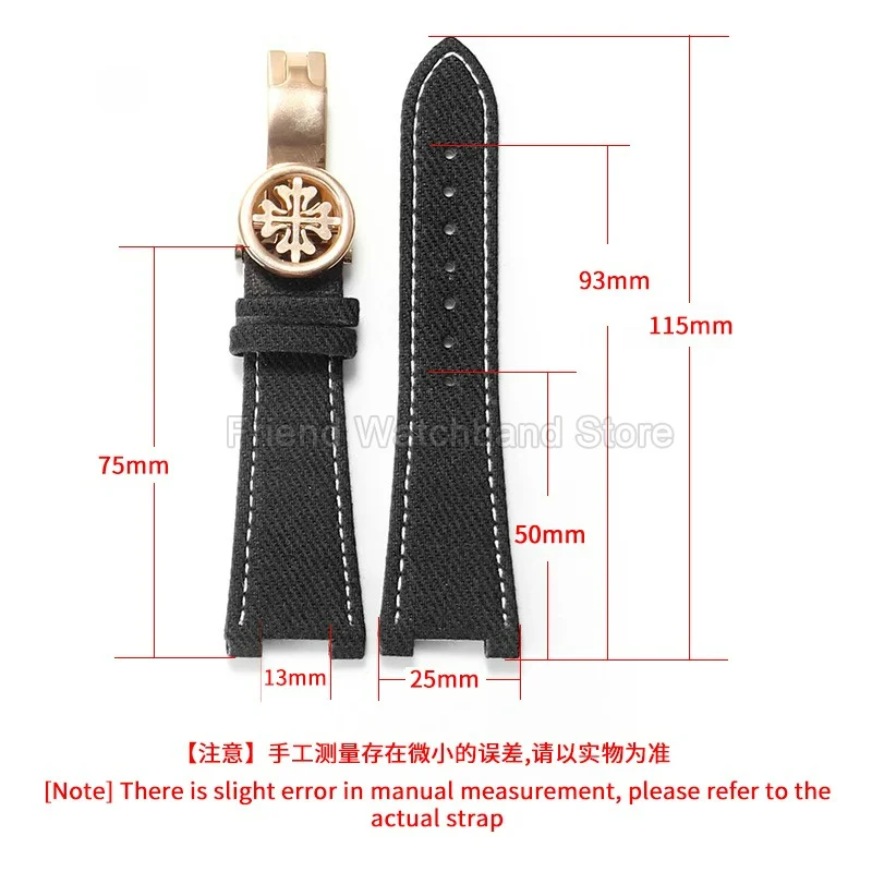 Denim Style Watch Strap 25x13mm for Patek Philippe Nautilus 5712/5711/5980 Durable Scratch Resistant Nylon Canvas Watchband