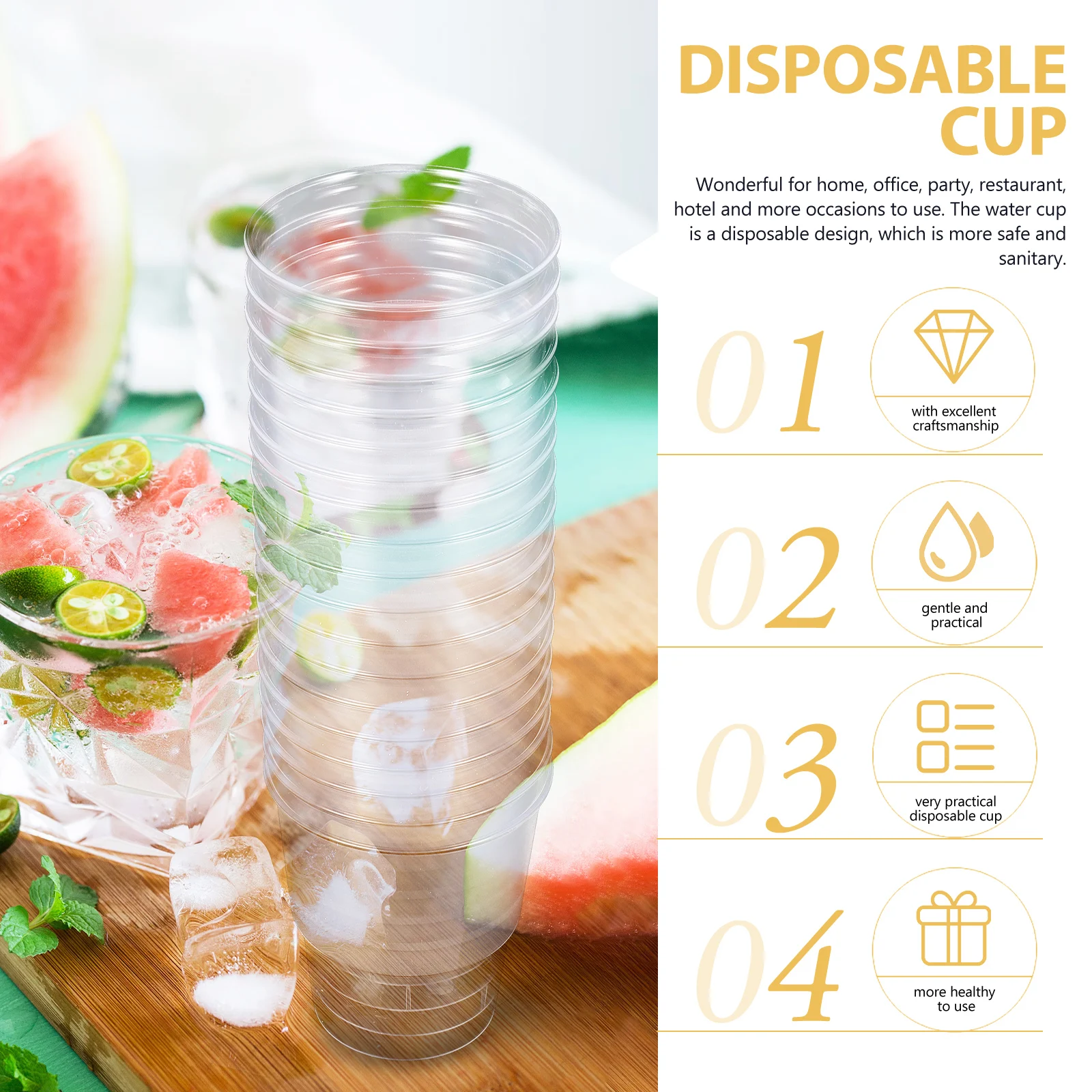 

40pcs Disposable Plastic Clear Transparent Water For Party Wedding Restaurant Home Use Lightweight Beverage Holder Party