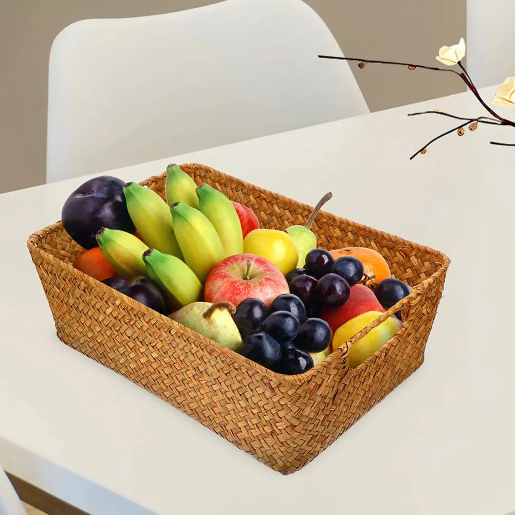 Cesta de pan tejida para almacenamiento de frutas, organizador de mimbre Natural, soporte para artículos diversos de cocina, cesta decorativa de mesa para uso doméstico, 2 uds.