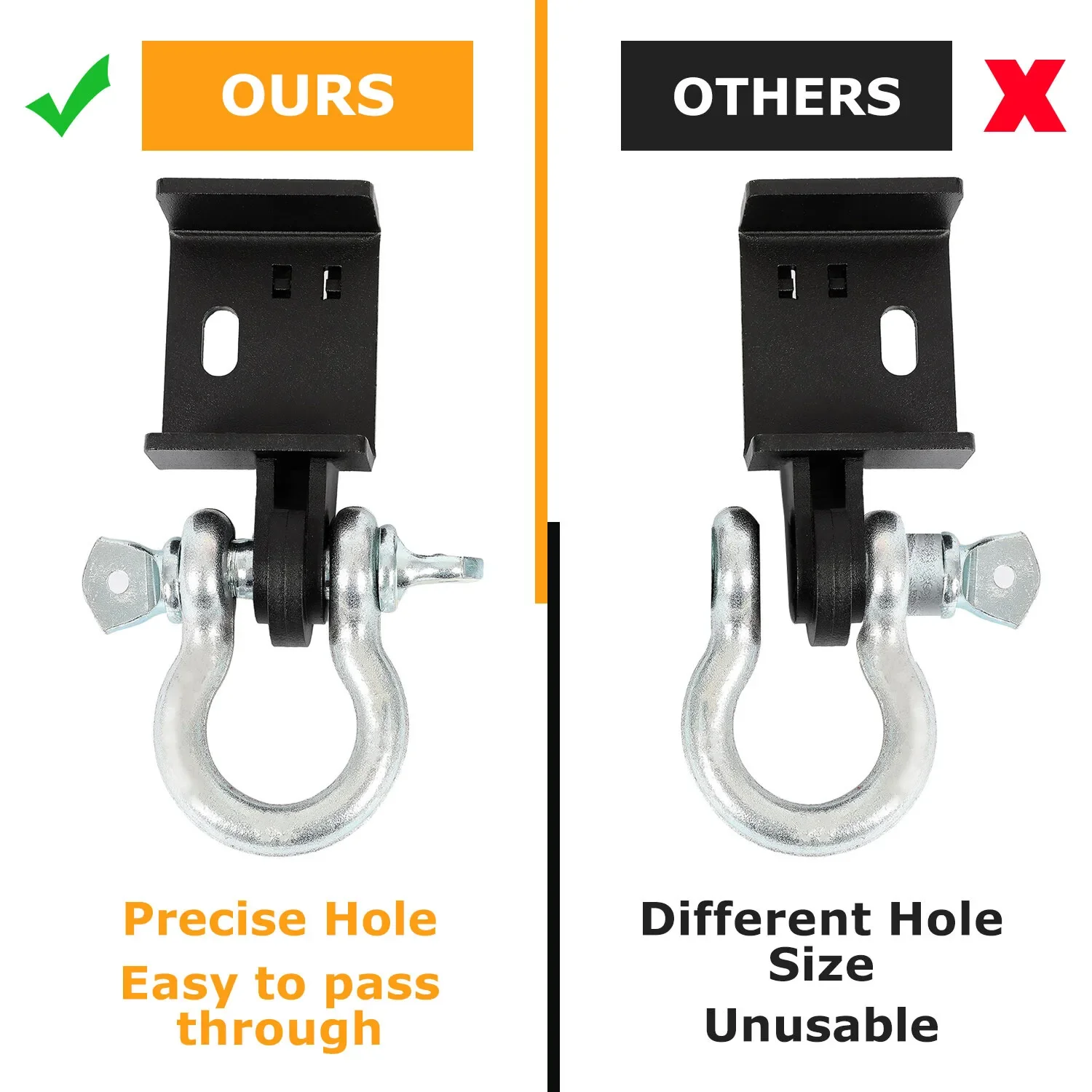 Durable 2pcs Steel Front Demon Tow Hook Mounting Brackets Shackles For 2009-2023 Toyota Tacoma Black GG-0001