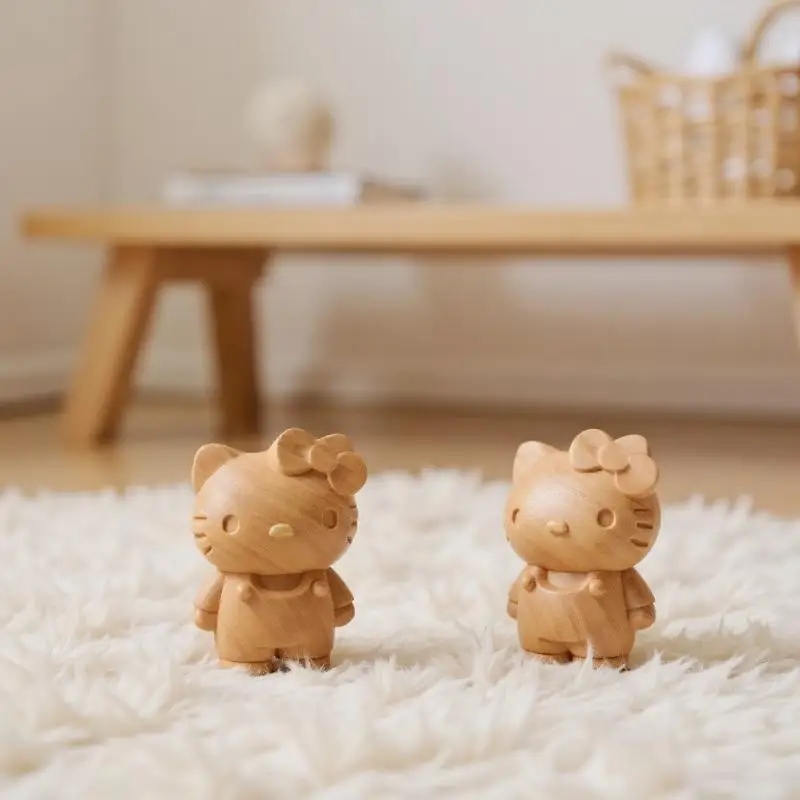 Lucu Alami Berusia Bahan Tua Cemara Kayu Kitty Tangan Memutar Bermain Kartun Hello Kitty Pasang Bermain Gambar Ukiran Kayu Liontin Hadiah