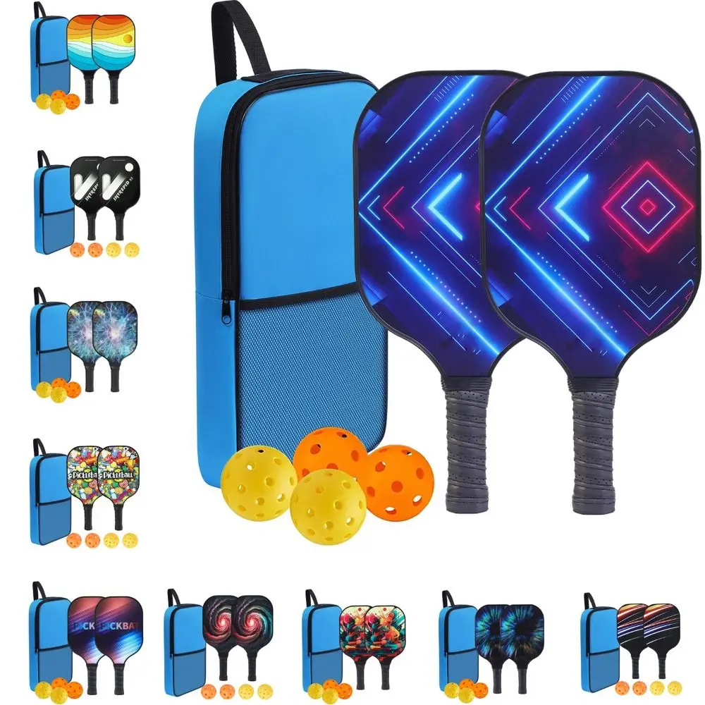 Conjunto de mochila portátil para raquetes de pickleball, superfície de fibra de vidro, alça antiderrapante, saco para pás de pickleball, núcleo de favo de mel, à prova de choque