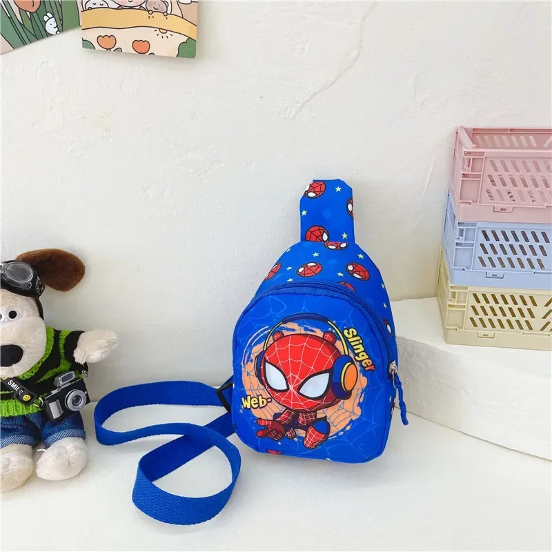 Bolso de pecho de Spiderman para niños, bolsa de hombro cruzado con bolsillo de dibujos animados de Anime Supermans, riñonera para exteriores