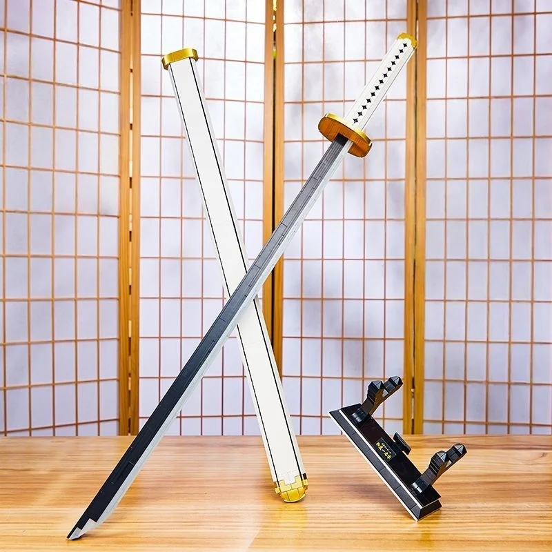 

2026 Anime Style Samurai Sword Building Blocks Ornament Desktop Collectible Decor With Sword Stand