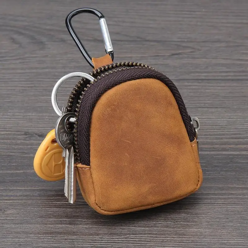 PU Leather Coin Purse Retro Small Zipper Pouch For Coins Earphones Accessories Bag Pendant