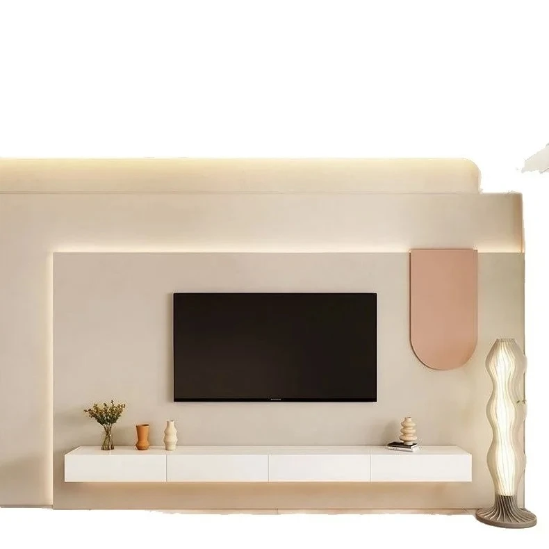 

Навесной телевизионный шкаф для гостиной, новый, в стиле лёгкой роскоши, для небольшой квартиры, с журнальным столиком.