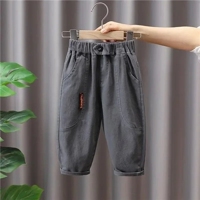 Autumn Kids Solid Cargo Pants Boys Casual Loose Sweatpants 1-7Y Young Children Cotton Clothing Spring Thin Girls Sports Trousers