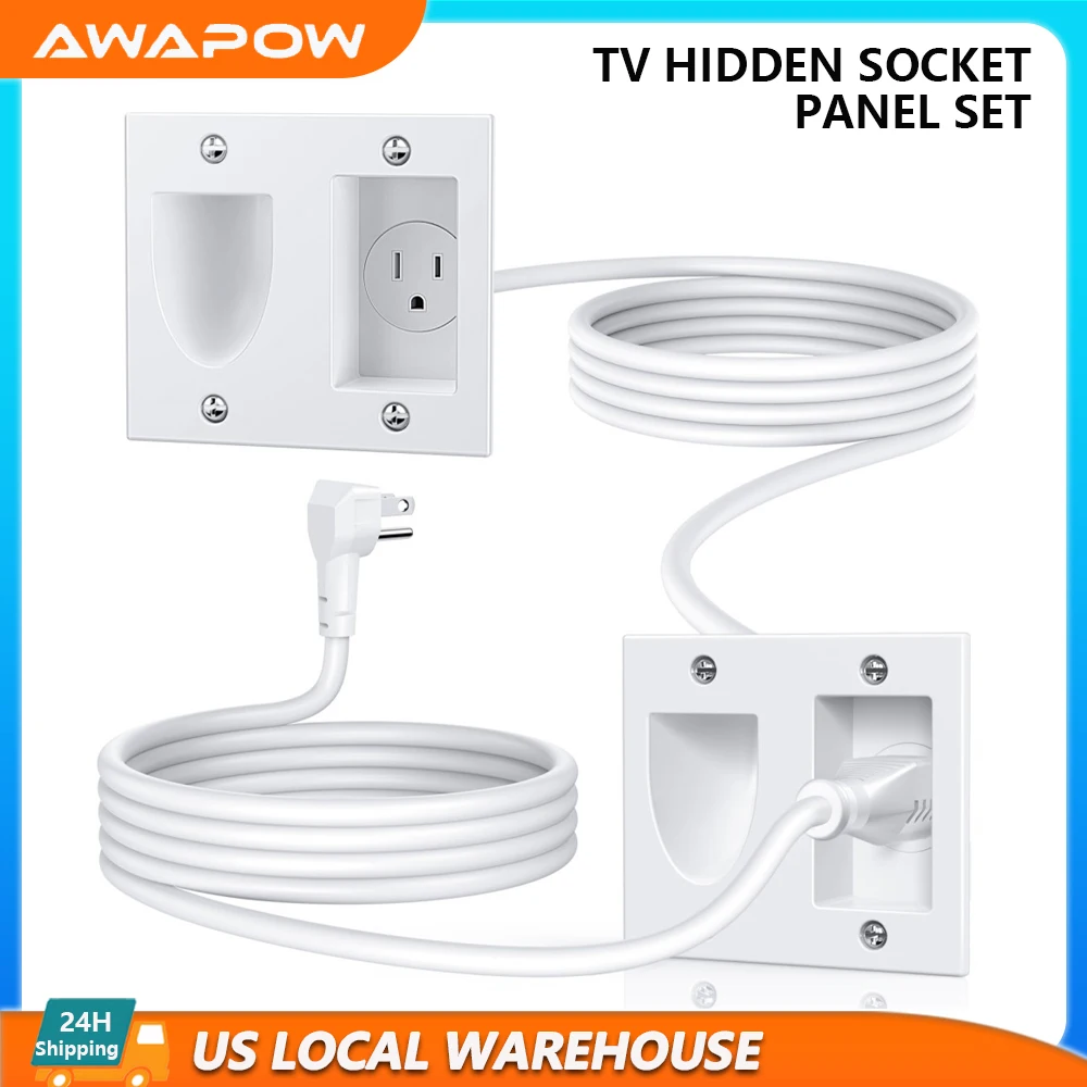 

Awapow in Wall Cable Management Kit TV Hidden Socket Panel Set 16AWG Гибкий кабель 2 м и 1,9 м Power Bridge Wall Kit для телевизора