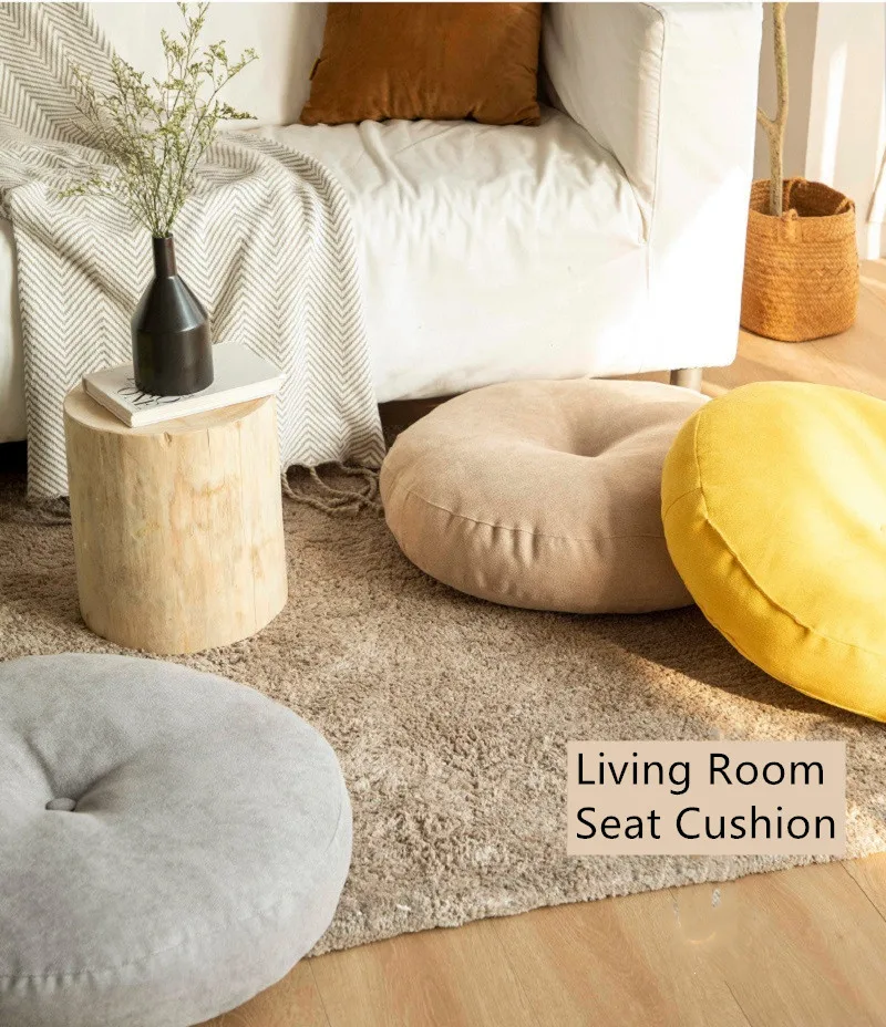 Inyahome Große Bodenkissen, rundes Sitzkissen für Erwachsene und Kinder, getuftet, dickes Meditationskissen für Yoga, Wohnzimmer, Tatami – Detail 8