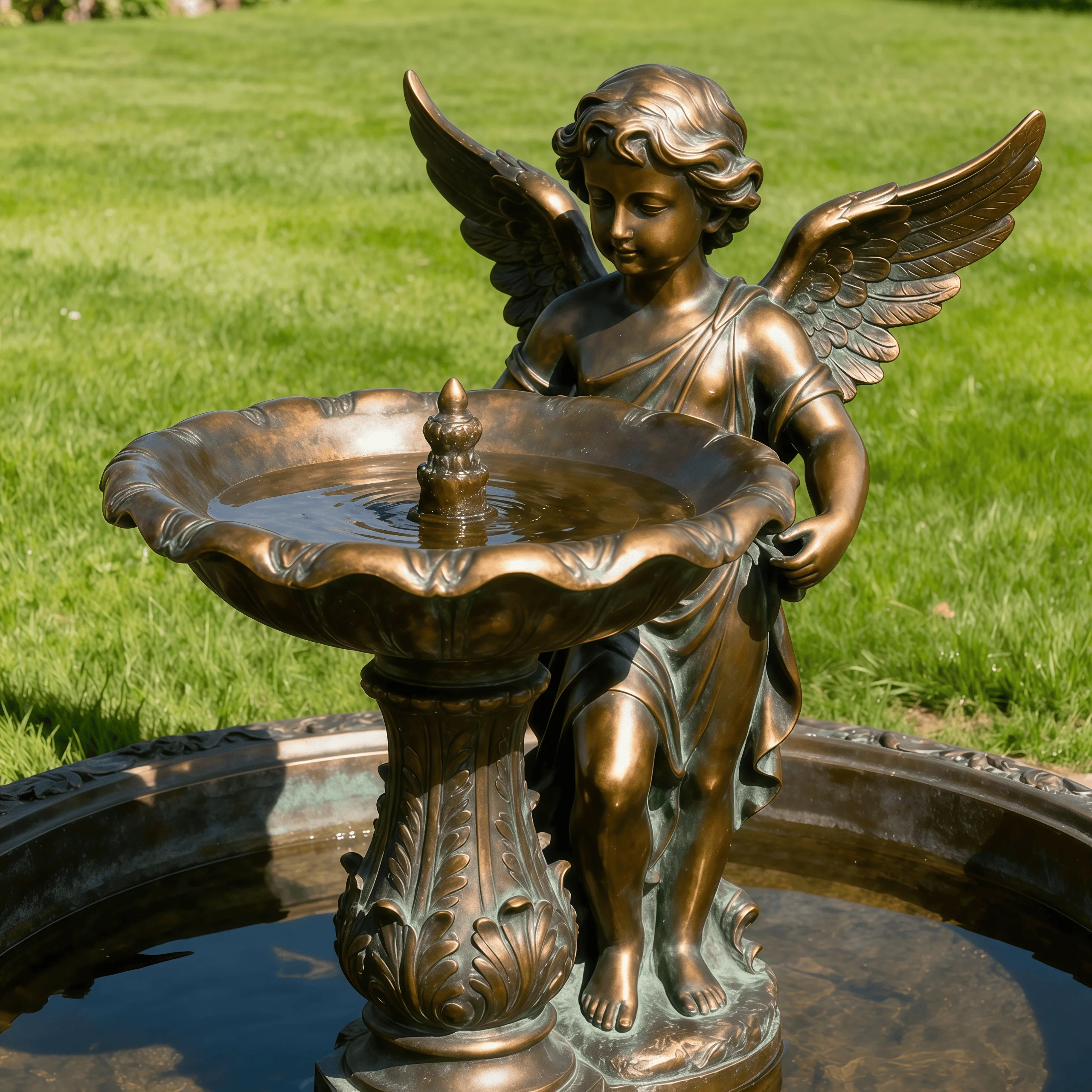 Villa Outdoor Garden Decoration Sculpture Bronze Casting Angel Fountain Sculpture