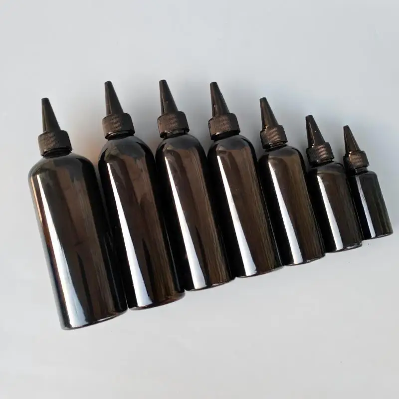 1 Stück schwarze, leere Kunststoffflasche mit zylindrischem Form, weichem Material und Drehverschluss, lichtundurchlässige Klebstoffflasche für UV-Harzkleber und Flüssigkeiten. – Detail 7