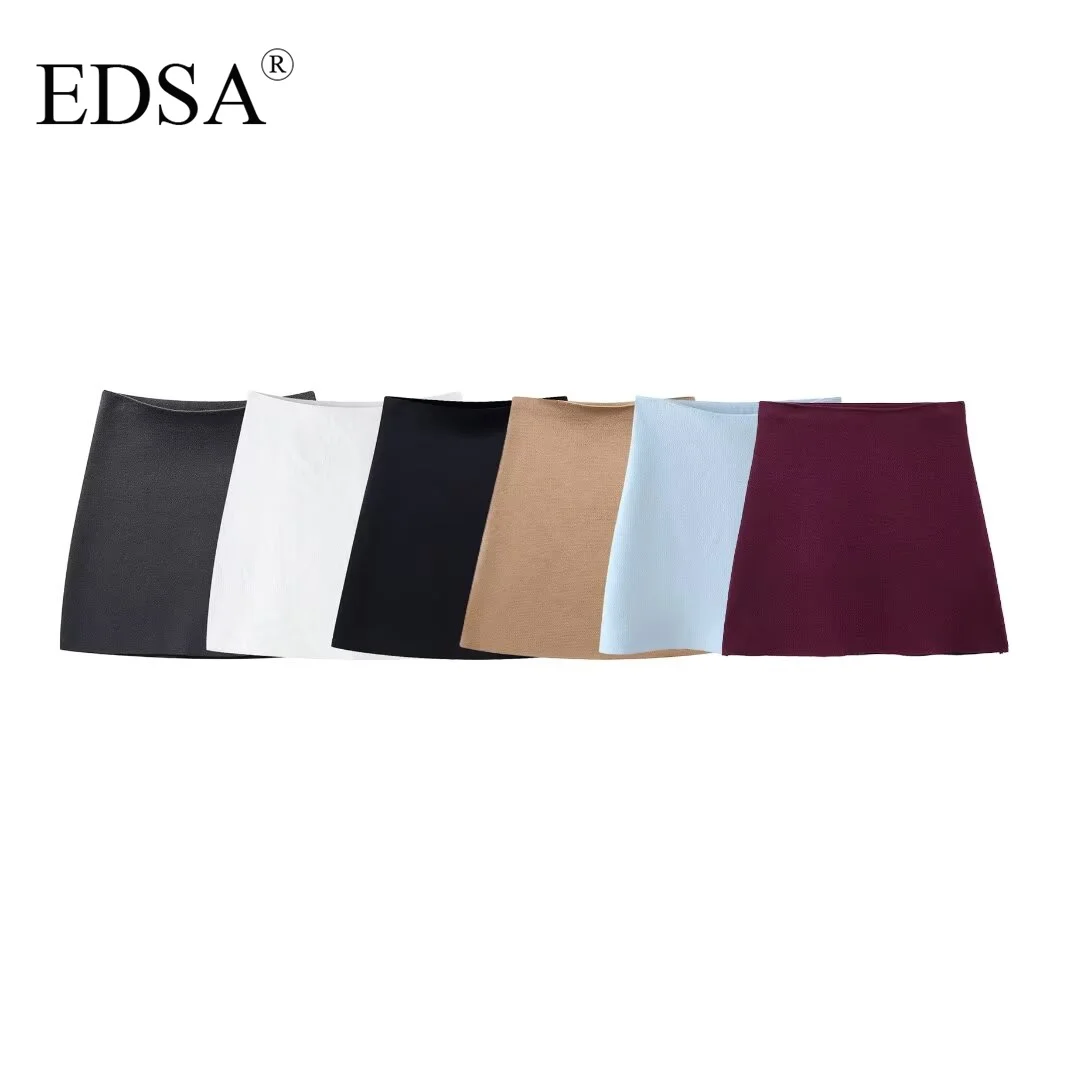 EDSA ผู้หญิงกระโปรงมินิกระโปรงเอวสูง A-Line ตรงกระโปรงสั้นสําหรับลําลองหญิง Streetwear