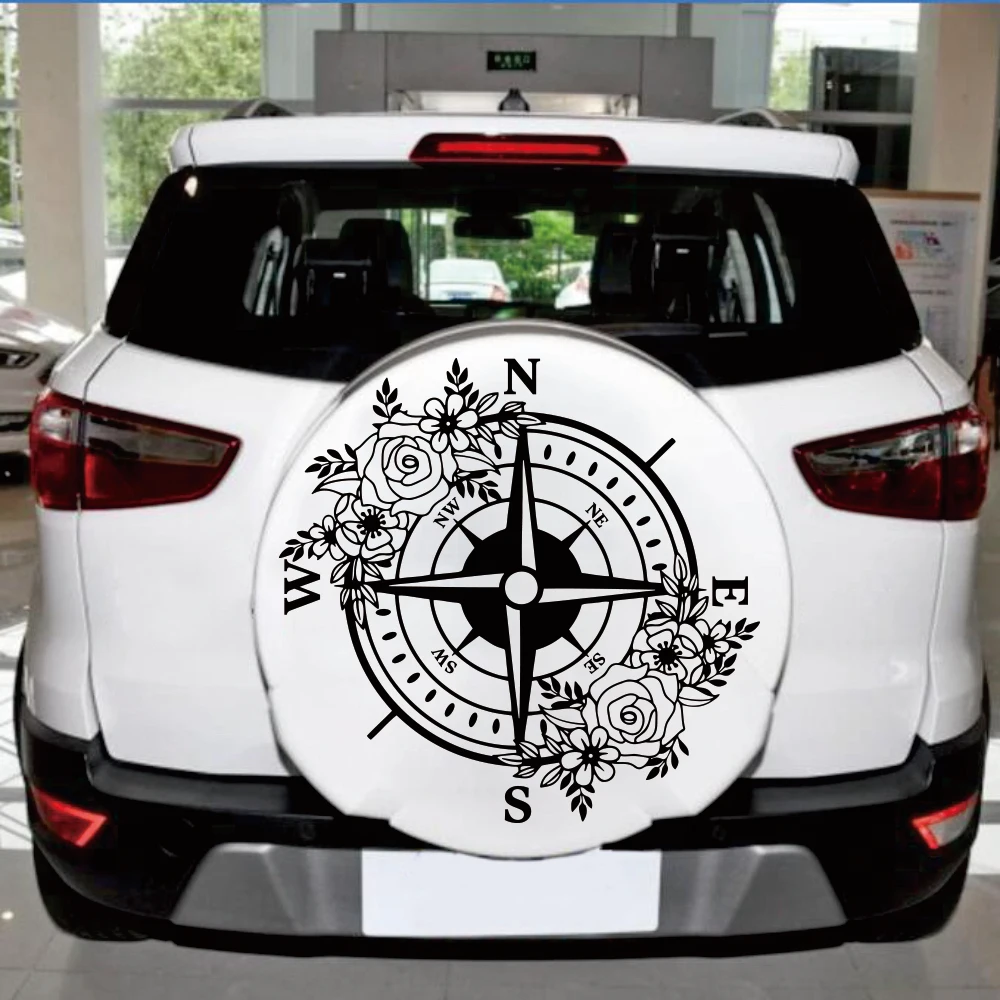 Large Compass Flower Hood Car Sticker Decal Travel Explore Adventure Auto Vehicle for 4x4 Offroad Jeep