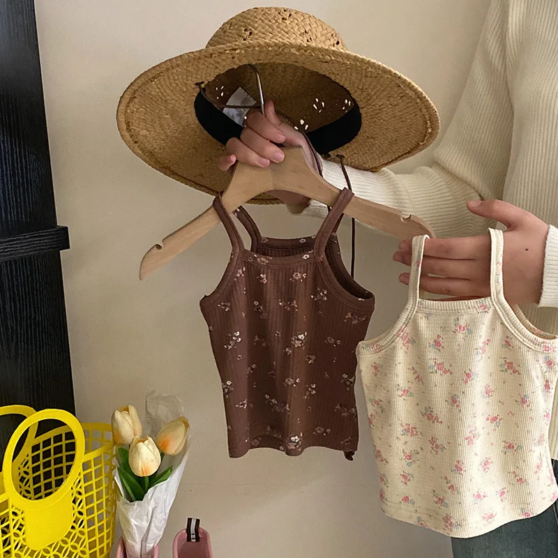 الكورية نمط الأزهار بروتيل طفل الفتيات الصيف جديد الفتيات أعلى مطبوعة أنيق أكمام تنوعا عارضة قاعدة سترة الفتيات #2